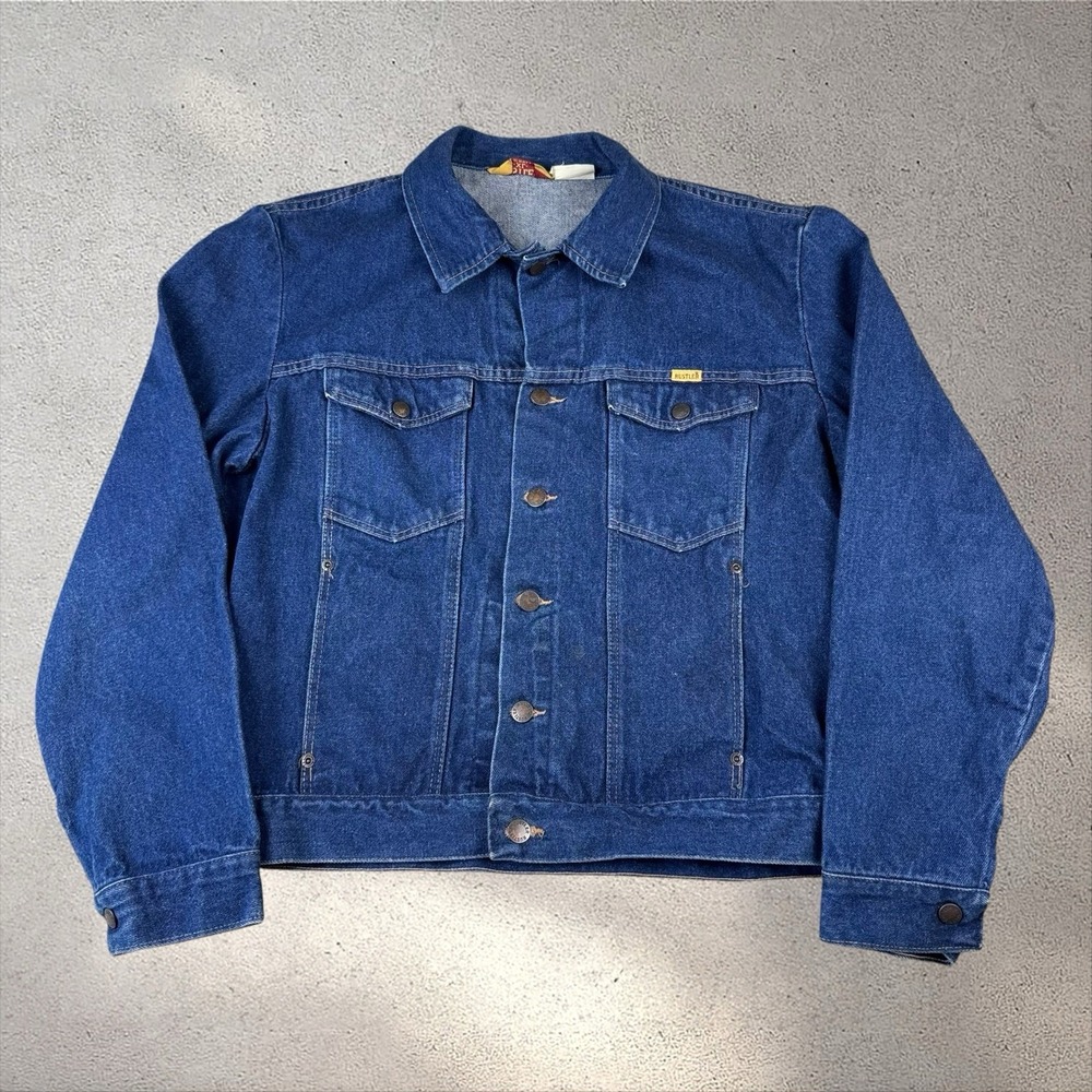 Vintage Rustler 13 oz Denim Trucker Jacket Men's XL Western Workwear 70s 80s USA